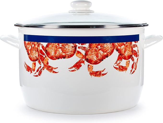 Golden Rabbit Enamelware Soup or Stock Pot, 18 quart, Crab House