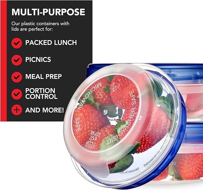 Stock Your Home 8oz Plastic Containers with Twist Top Lids (4 Pack), 1 Cup Small Freezer Containers for Leftover Food, Airtight Reusable Soup Containers with Lids, Microwave and Dishwasher Safe - Image 5