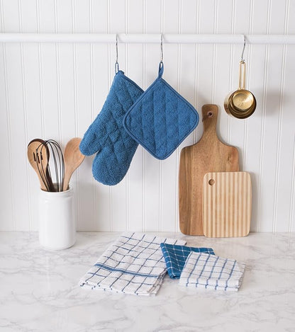 DII Basic Terry Collection Quilted 100% Cotton, Potholder, Blue, 3 Piece - Image 5