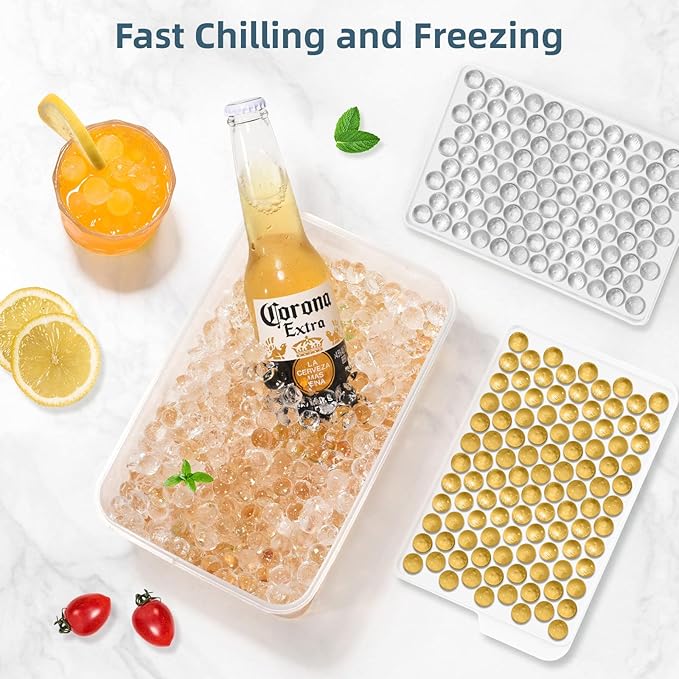 WIBIMEN Mini Ice Cube Trays, 0.55” Tiny Pebble Ice for Iced Coffee & Cocktails, Fast Chill, Easy Twist Release, Stackable with Lid & Storage Bin (4 Pack, White) - Image 3