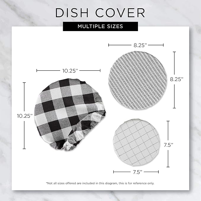 DII Reusable Cloth Bowl Cover Collection Machine Washable, Cotton with Elastic Stretch for Food Storage, 10.25"/8.25"/7.5" Diameter, Lemon Bliss Print, 3 Piece
