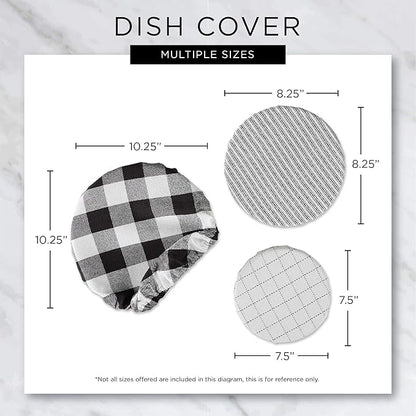 DII Reusable Cloth Bowl Cover Collection Machine Washable, Cotton with Elastic Stretch for Food Storage, 10.25"/8.25"/7.5" Diameter, Lemon Bliss Print, 3 Piece