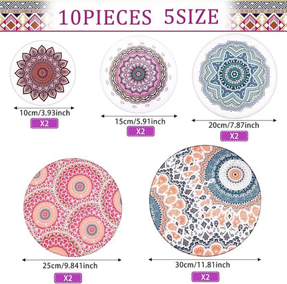 Patelai 10 Pcs Bowl Covers Reusable in 5 Size Stretch Cloth Fabric Elastic Food Storage Bowl Covers Bread Sourdough Lids for Proofing Food Fruits Leftover(Warm Color,Retro Style) - Image 2