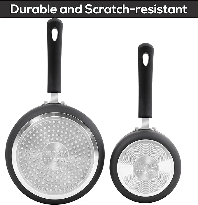 Utopia Kitchen Nonstick Stock Pot Saucepan Set with Lids, 1.5 Quart and 3 Quarts Multipurpose Stock Pots Set for Home, Kitchen or Restaurant, Grey & Black - Image 4