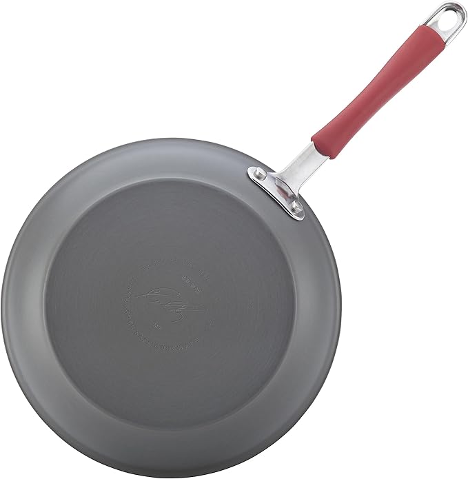Rachael Ray - 87630 Rachael Ray Cucina Hard Anodized Nonstick Cookware Pots and Pans Set, 12 Piece, Gray with Red Handles - Image 13
