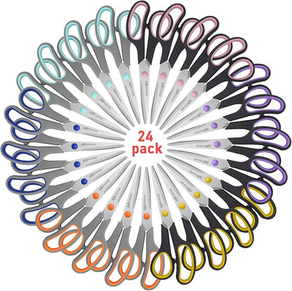 Scissors for Office School Supplies, Hnncugty 8" Scissors All Purpose Bulk Set of 24-Pack, Sharp Shears for Home Craft Sewing Fabric, Middle School Student Teacher Supplies, Comfort Right/Left Handed - Image 8