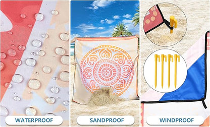 WIWIGO Beach Blanket Waterproof Sandproof Beach Mat 79" X 83"/10'x9'for 2-8 Adults Quick Drying Outdoor Picnic Mat Beach Accessories for Travel, Camping, Hiking - Image 3