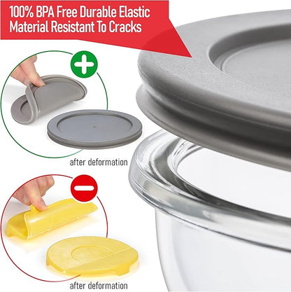Set of 6 Stackable Space-Saving Nesting Glass Bowls with BPA Free Lids for Foodprep, Storage, Baking, Mixing & Cooking, Microwave Safe - Durable Inert Borosilicate Glass - Image 6