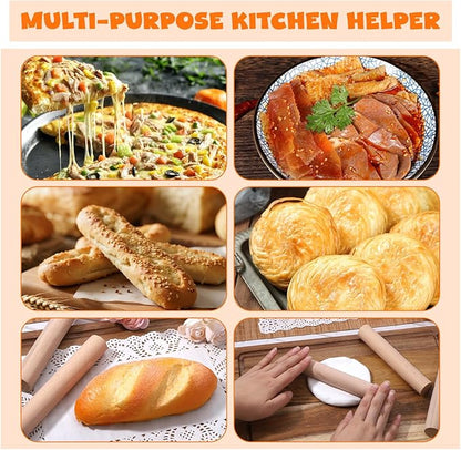 3 Pieces Small Wood Rolling Pin, Dumpling Roller 6.6 Inch Short Rolling Pin Mini Dough Roller Kitchen Utensil Tool Baking Bread Making Tool Supplies for Fondant Pasta Bread Pastry Cookies Pizza Pie