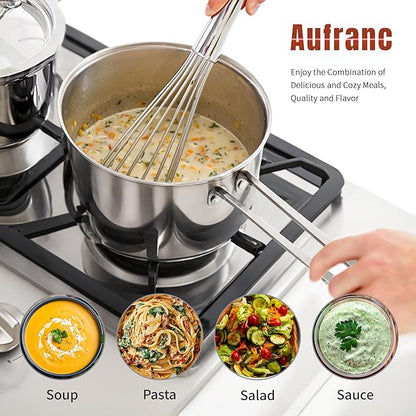 Aufranc Stainless Steel pots and pans set, 6 Piece Nonstick Kitchen Induction Cookware Set,Works with Induction/Electric and Gas Cooktops, Nonstick, Dishwasher - Image 7