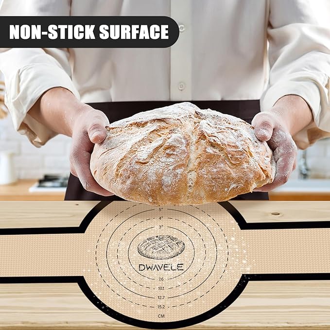 Silicone Bread Sling for Dutch Oven, Non-Stick & Easy to Clean Bread Baking Mat Set, 2 Pcs Reusable Bread Sling with Long Handle to Transfer Sourdough (Black, 2PCS Round) - Image 2