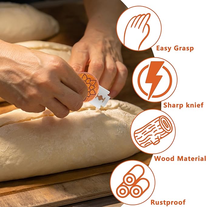 UFO Bread Lame Cutter for Homemade Sourdough,Bread Scorer Tool for Sourdough with 5 Blades and Case,Slashing Tool Bread Cutting Knife for Artisan Bread and Baguette Makers,Water Lily - Image 6