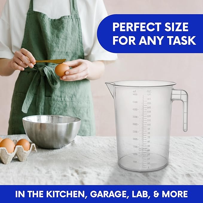 5 Liter Measuring Pitcher | 1.3 Gallon Shatterproof Plastic Large Graduated Mixing Pitchers, 1 to 2 Gallons (5L, 5000ml) - Image 6