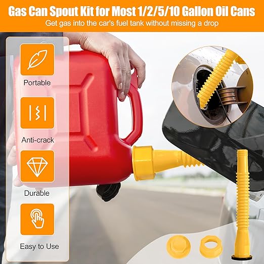17 Pcs Automotive Funnel Set & Gas Can Spout Replacement, Plastic Long Neck Oil Funnel, Flexible Right Angle Funnels,Wide Mouth Fuel Funnels Gasoline Set for Water/Gasoline/Coolant/Engine Oil