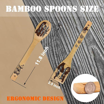 Nightmare Before Christmas Gifts - 5 Pcs Wooden Spoons for Cooking,Halloween Kitchen Utensils Set,Cooking Utensils set for Halloween Decor