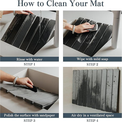 2pcs Stone Dish Drying Mat for Kitchen Counter, Quick-Dry Diatomaceous Earth Water Absorbent Pad & Countertop Drainer, Home Essentials for Bath and Pets - White, 24x16’’ & 8x4’’