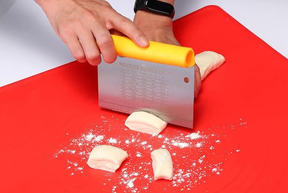 Suanyok Bench Scraper-Stainless Steel Dough Scraper and Flexible Plastic Bowl Scraper 4-Piece Set-Bread/Pastry/Pizza Cutter, Multifunctional 2-in-1 Baking Tools With Measurement Marks - Image 3