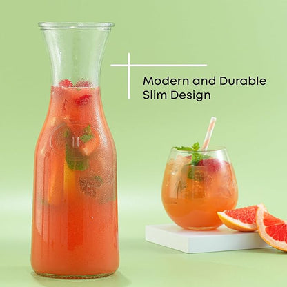 JoyJolt Glass Carafe with Lid, Set of 4 – 1 Liter Glass Pitcher for Mimosa Bar, Water, Iced Tea, Juice, Wine, Lemonade, Milk – Dishwasher Safe Beverage Drink Dispensers for Brunch, Parties - Image 4