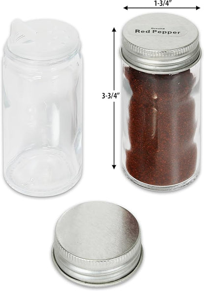 Simple Houseware 12-Pack 3 oz Glass Spice Jars, Round Bottles with Shaker Lids, Funnel and Labels for Seasoning & Storage - Image 4