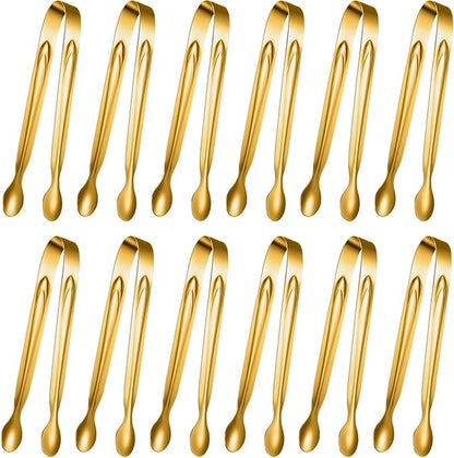 Gejoy 12 Pieces Mini Tongs Stainless Steel Small Sugar Serving Tongs for Charcuterie Board Appetizers Dessert Serving Food Tiny Party Danish Candy(6 Inch,Gold) by Unknown