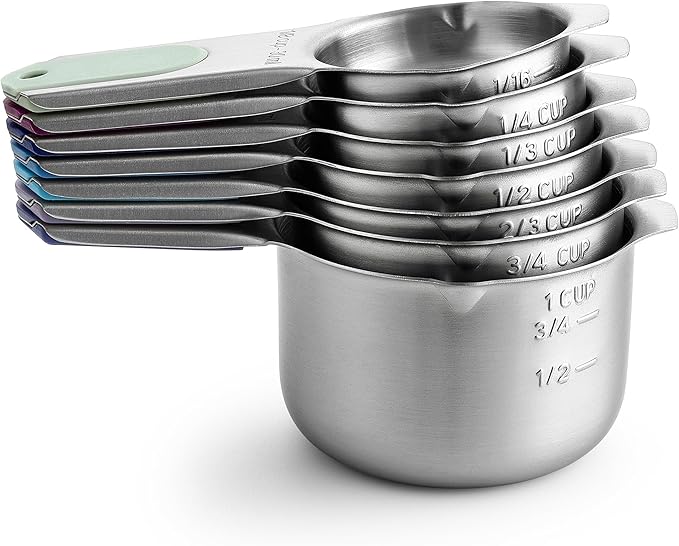 Spring Chef Magnetic Stainless Steel Measuring Cups, Patented, Kitchen Tools with Easy to Read Markings for Measuring Dry or Liquid Ingredients, Set of 7, Winter Frost - Image 8