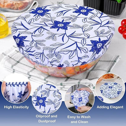 5 Pieces Bowl Covers Reusable, 5 Size Elastic Cloth Bowl Covers for Bread Proofing Stretch Food Covers Washable for Food Fruits Leftover (Batik Bird) - Image 4