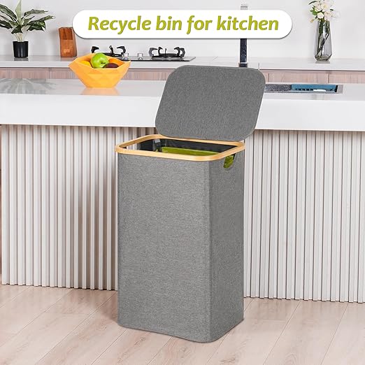 efluky Recycling Bin Holder 100L, 26 Gallon Trash Can with Lid, Garbage Bag Holder for Yellow Bags, Easy Removal, (Inner Bag Not Included) -Grey - Image 7