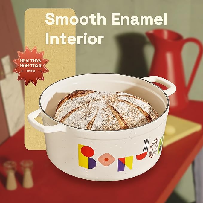 CAROTE 5QT Cast Iron Dutch Oven Pot with Lid - Image 6