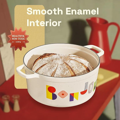 CAROTE 5QT Cast Iron Dutch Oven Pot with Lid - Image 6