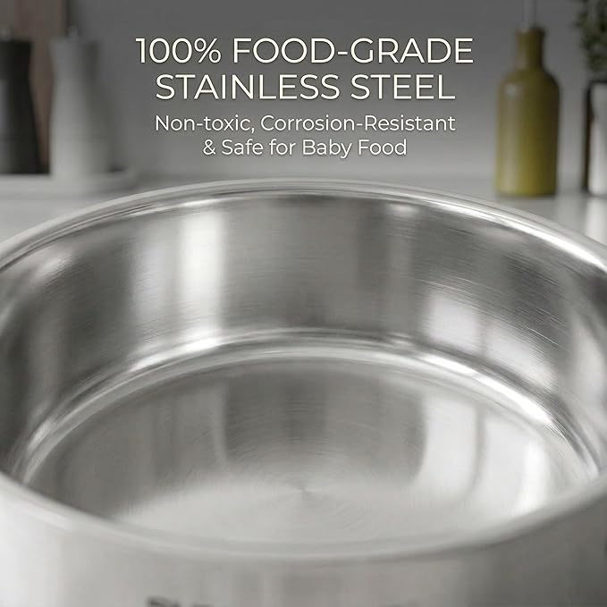 SUNHOUSE Stainless Steel Sauce Pan with Lid - Tri-Ply 2 Quarts Steamer for Cooking, Small Cooking Pot with Steamer Basket, Induction Compatible Steam Pot for Vegetable - Image 4