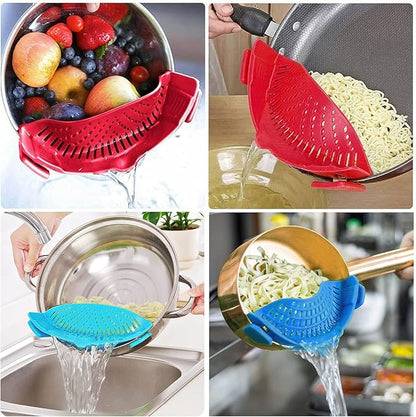 2 Pcs Clip on Strainers, Pot Strainer for Pasta Meat Vegetables Fruit, Silicone Strainer - Fit All Pots and Bowls. - Image 4