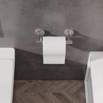 RARXTR Bathroom Toilet Paper Holder Wall Mount SUS304 Stainless Steel Double Post Pivoting Toilet Paper Roll Holder Wall Mounted for Bathroom RV Commercial Toilet Tissue Dispensers, Brushed Nickel