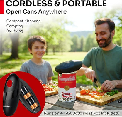 MUELLER HOME SmoothEdge Auto Electric Can Opener – Battery‑Operated One‑Touch w Magnet Lid Lifter – Portable Hands‑Free Automatic Can Openers for Seniors & Arthritis, Smooth‑Edge Cut Technology, Black - Image 6