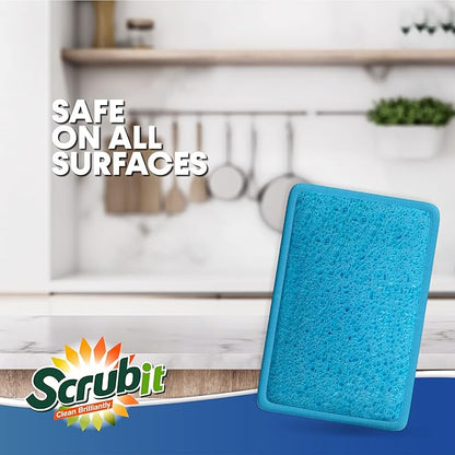 Scrub and Wipe Cleaning Sponges [10 Pack] – SCRUBIT Dual Sided Scouring Pad and Sponge - Reusable Kitchen Scrubbing Sponges for Dishes, Pots, Pans Utensils & Non-Stick Cookware (Blue) - Image 5