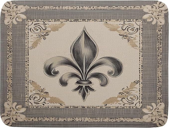 Giwawa Mardi Gras Dish Drying Mat for Kitchen Vintage Fleur De Lis Print Dish Drainer Mats 18x24inch Country Style Dish Drying Rack Pad Protector for Countertop Dining Holiday Decor