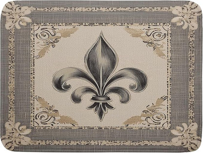 Giwawa Mardi Gras Dish Drying Mat for Kitchen Vintage Fleur De Lis Print Dish Drainer Mats 18x24inch Country Style Dish Drying Rack Pad Protector for Countertop Dining Holiday Decor