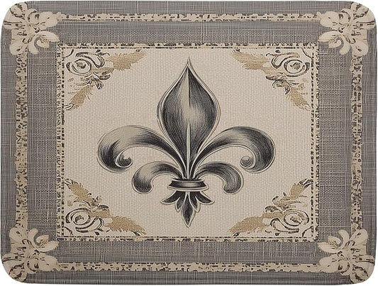 Giwawa Mardi Gras Dish Drying Mat for Kitchen Vintage Fleur De Lis Print Dish Drainer Mats 18x24inch Country Style Dish Drying Rack Pad Protector for Countertop Dining Holiday Decor