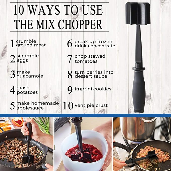 2 Pack Meat Chopper, 5 Curve Blades Ground Beef Masher, Heat Resistant Meat Masher Tool for Hamburger Meat, Ground Beef, Turkey and More, Nylon Hamburger Chopper Utensil Non-scratch Utensils - Image 2