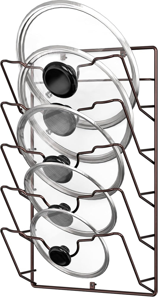 Simple Houseware Wall Door Mounted Pot Lid Rack, 9.5" Wx4.5 Dx17.2 H, Bronze Finish by SimpleHouseware