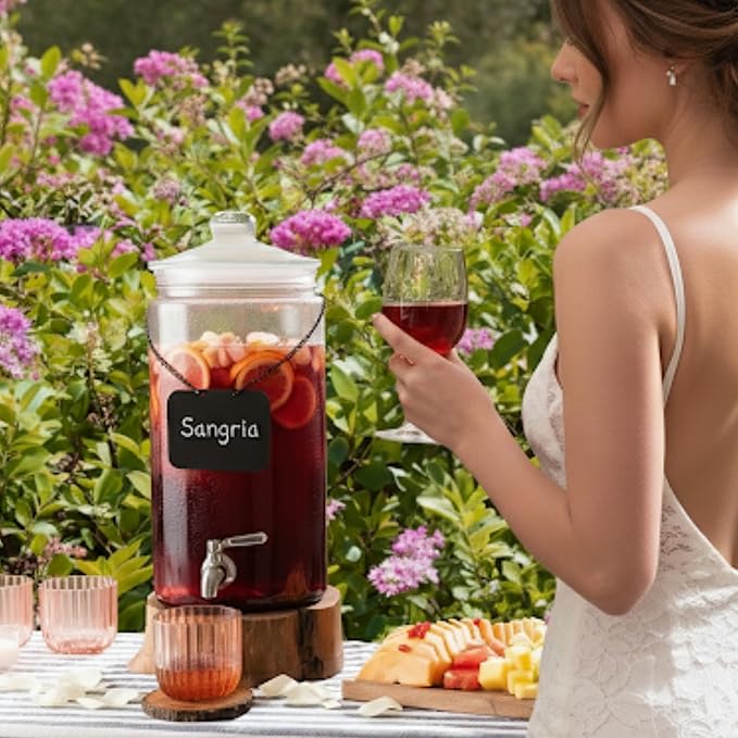 2 Gallon Glass Drink Dispenser with Spout for Parties - Tall Airtight Mason Style Beverage Serveware Stand with Metal Spigot for Kombucha, Water, Juice, Punch, Cocktails, Ice Tea & Sun Tea - Image 7