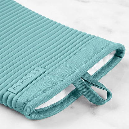 KITCHENAID Ribbed Soft Silicone Oven Mitt 2-Pack Set, 7.5"x13", Mineral Water Aqua - Image 5