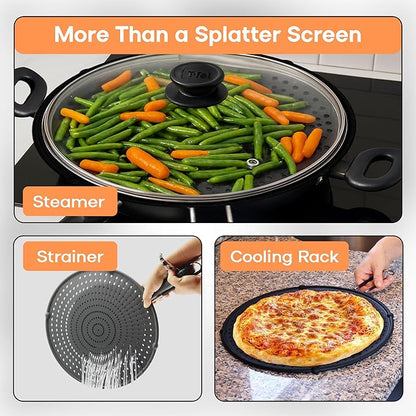 Splatter Screen for Frying Pan | USA Brand | 11-Inch Black, Fit Pans (6" to 11") Silicone Grease Splatter Guard for Frying Pan and Stove by Beckon Ware - Image 3