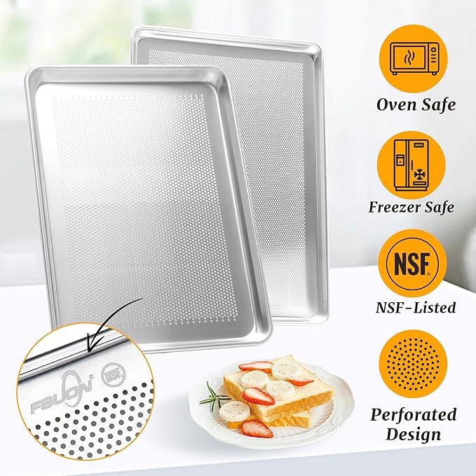 12 Pack Full Size Aluminum Perforated Baking Sheet Pan, 26"×18" Cookie Sheets For Oven in Bakery, Restaurant & Kitchen - Image 2