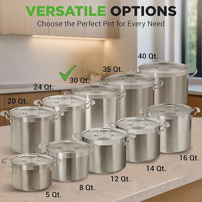 Nutrichef Stainless Steel Cookware Stockpot, 30 Quart Heavy Duty Induction Soup Pot With Stainless Steel Lid And Strong Riveted Handles, Even Heat Distribution, Compatible With Most Cooktops - Image 3