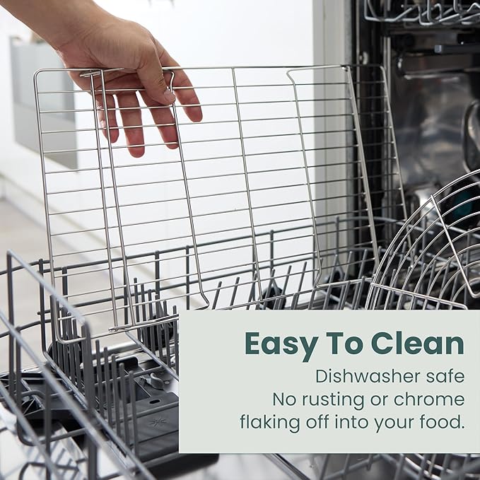 Ultra Cuisine Heavy Duty 3 Tiers Stackable, 16" x 10" Cooling Rack for Cooking and Baking - Professional Grade Premium 100% Stainless Steel Baking Rack & Wire Cooling Mesh - Dishwasher Safe - Pack 3 - Image 5