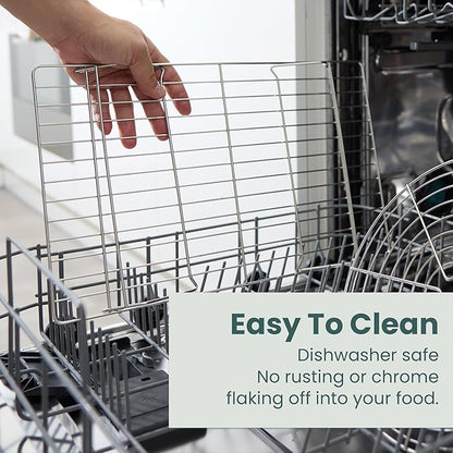 Ultra Cuisine Heavy Duty 3 Tiers Stackable, 16" x 10" Cooling Rack for Cooking and Baking - Professional Grade Premium 100% Stainless Steel Baking Rack & Wire Cooling Mesh - Dishwasher Safe - Pack 3 - Image 5