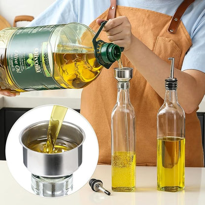 AOZITA 17oz Clear Glass Olive Oil Dispenser Bottle - 500ml Oil & Vinegar Cruet with Pourers and Funnel - Olive Oil Carafe Decanter for Kitchen - Image 6
