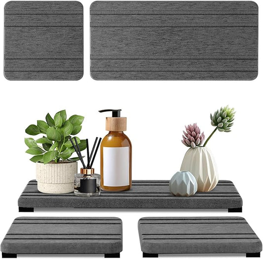3PCS Water Absorbing Stone Tray, DryingNeat Diatomite Stone Sink Tray, Instant Dry Sink Coasters, Kitchen Sponge Hand Soap Holder, Countertop Fast Drying Counter Trays,8 * 4inch and 4 * 4inch by Unknown