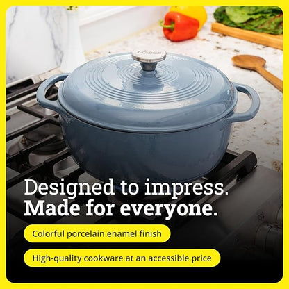 Lodge 3 Quart Enameled Cast Iron Dutch Oven with Lid – Dual Handles – Oven Safe up to 500° F or on Stovetop - Use to Marinate, Cook, Bake, Refrigerate and Serve – Storm Blue - Image 6