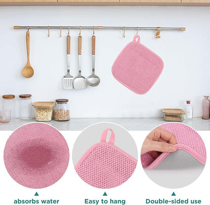 GeeRic Microfiber Dish Drying Mat, Super Absorbent Kitchen Dish Drying Pad, Reversible for Countertop, 7*7 inch Pink - Image 4